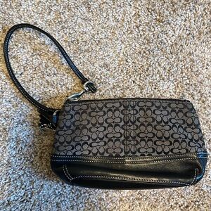 Coach Black Monogram Zipper Wristlet